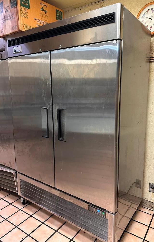 Newer - Alcom Aurora Model ABF2 2-Door Commercial Freezer on Mobile Base, Purchased August 2023