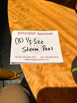 (8) 1/3 Size Steam Pans w/ Lids