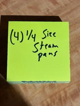 (4) 1/4 Size Steam Pans w/ Lids
