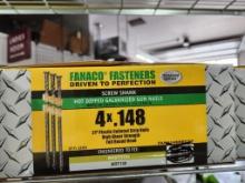 6 Cases, Fanaco Fasteners 4in x .148, 21 Degree Strip Nails, for Bostitch BRT130, 1,200/Case