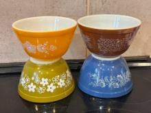 Set of Four Vintage Pyrex Bowls, No. 401 - Oven and Microwave Safe
