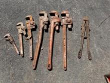 Six Pipe Wrenches, Ridgid, Bolt Cutters