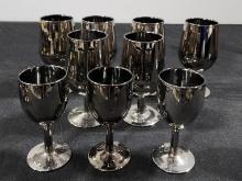 Set of 9 Glass French Wine Glasses