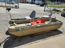 American Fiber-Lite II Sportsman II Fishing Boat w/ 2 Seats, Trolling Motor, Oars, Jackets