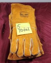 (5) Pairs of Missouri Mule Wells Lamont Leather Palm Gloves