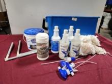 Bucket of Cleaning Supplies, Chemicals and Mixes