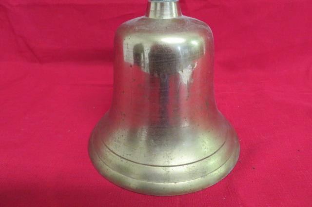 Large Brass Bell with Wooden Handle