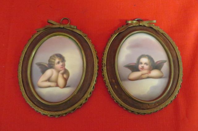 Two 19th. C. Framed Porcelain Plaques - Cherubs