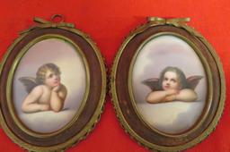 Two 19th. C. Framed Porcelain Plaques - Cherubs
