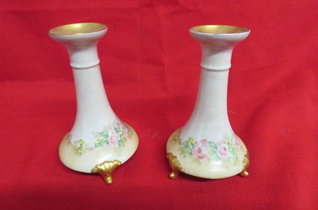Lenox Charger and a Pair of Limoges Candlesticks