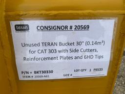 NEW TERAN 30IN. DIGGING BUCKET EXCAVATOR BUCKET for CAT 303 with Side Cutters, Reinforcement Plates