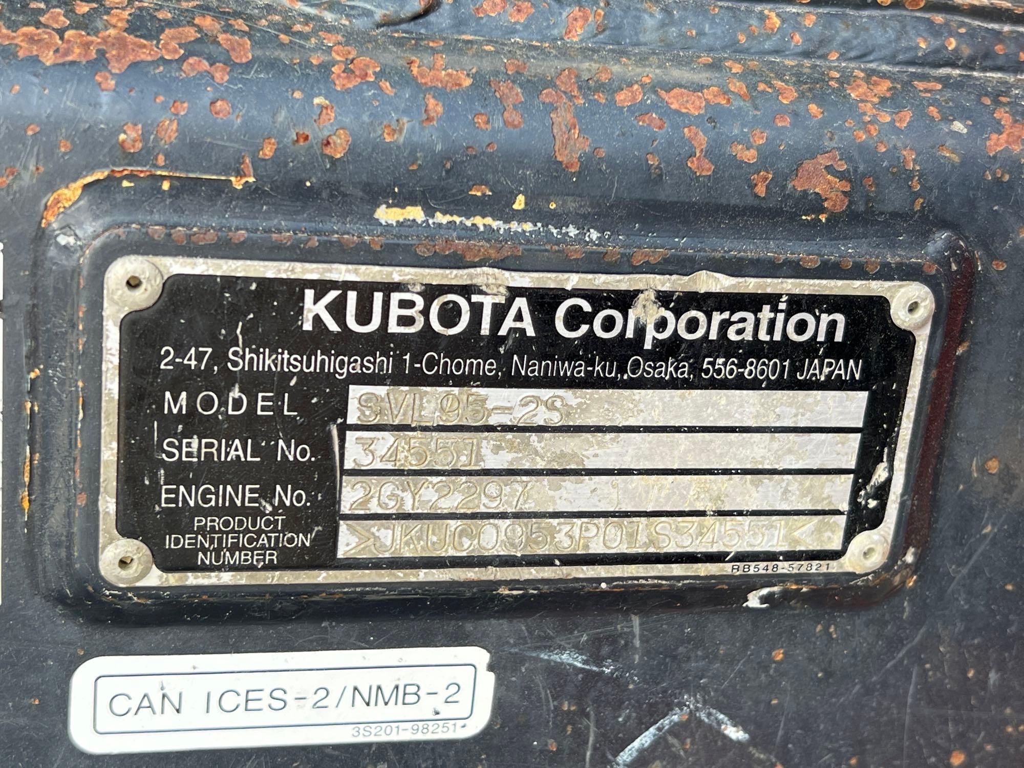 2020 KUBOTA SVL95-2SHFC RUBBER TRACKED SKID STEER SN:JKUC0953P01S34551 powered by Kubota diesel