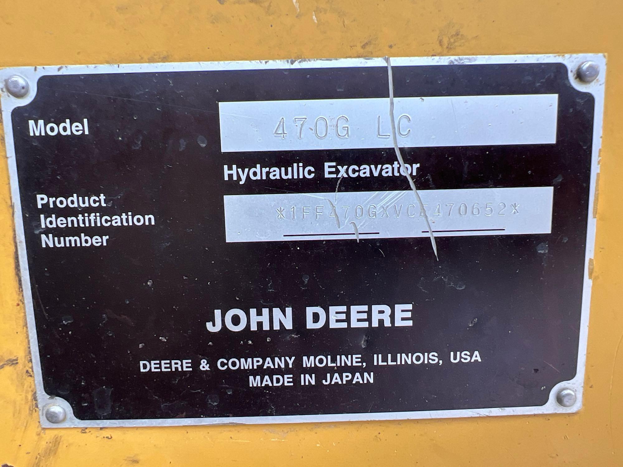 2014 JOHN DEERE 470GLC HYDRAULIC EXCAVATOR SN:1FF470GXVCE470652 powered by Isuzu AL-6UZ1X diesel