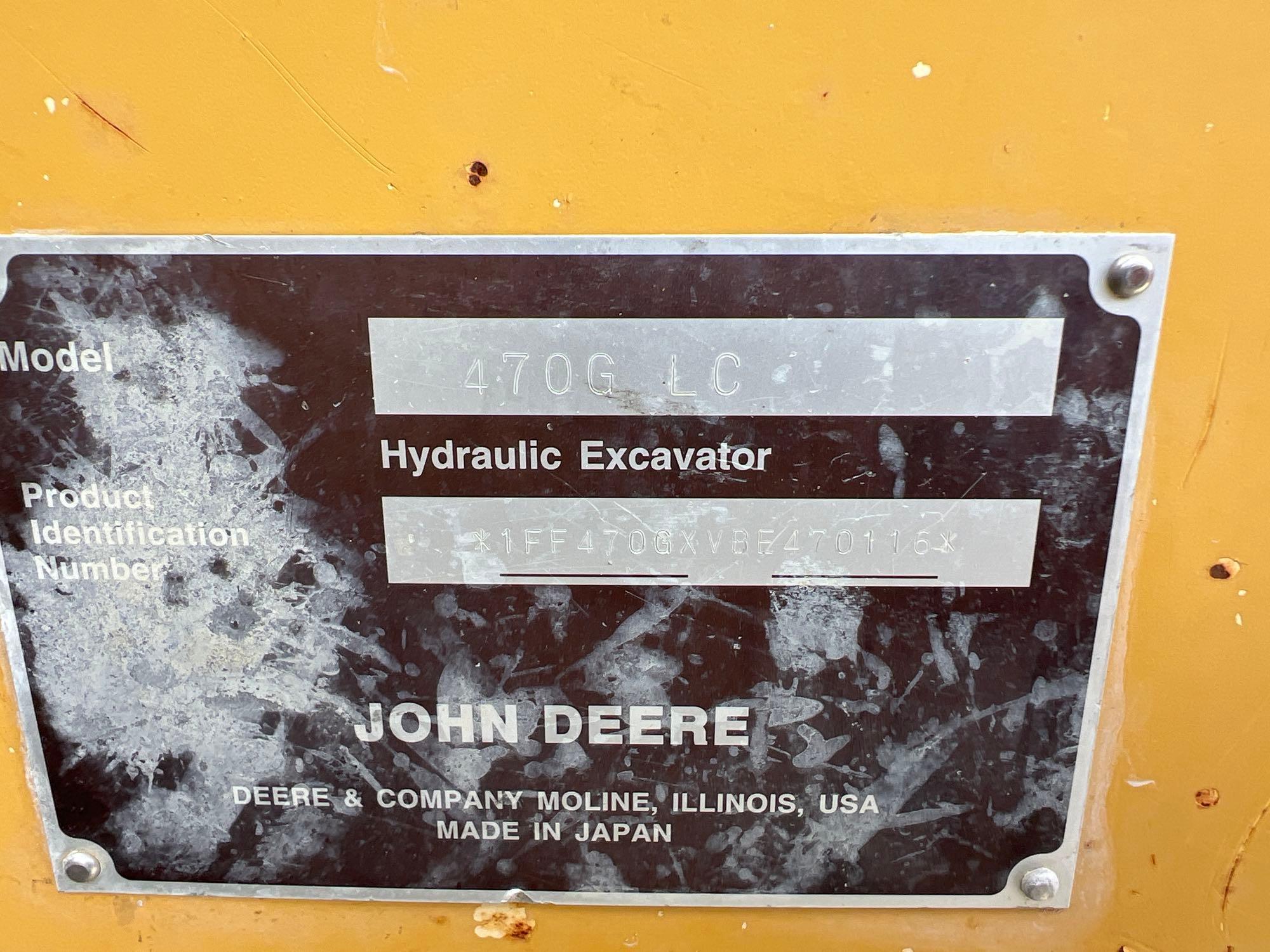 2011 JOHN DEERE 470G LC HYDRAULIC EXCAVATOR SN:1FF470GXVBE470116 powered by John Deere PSS 6135