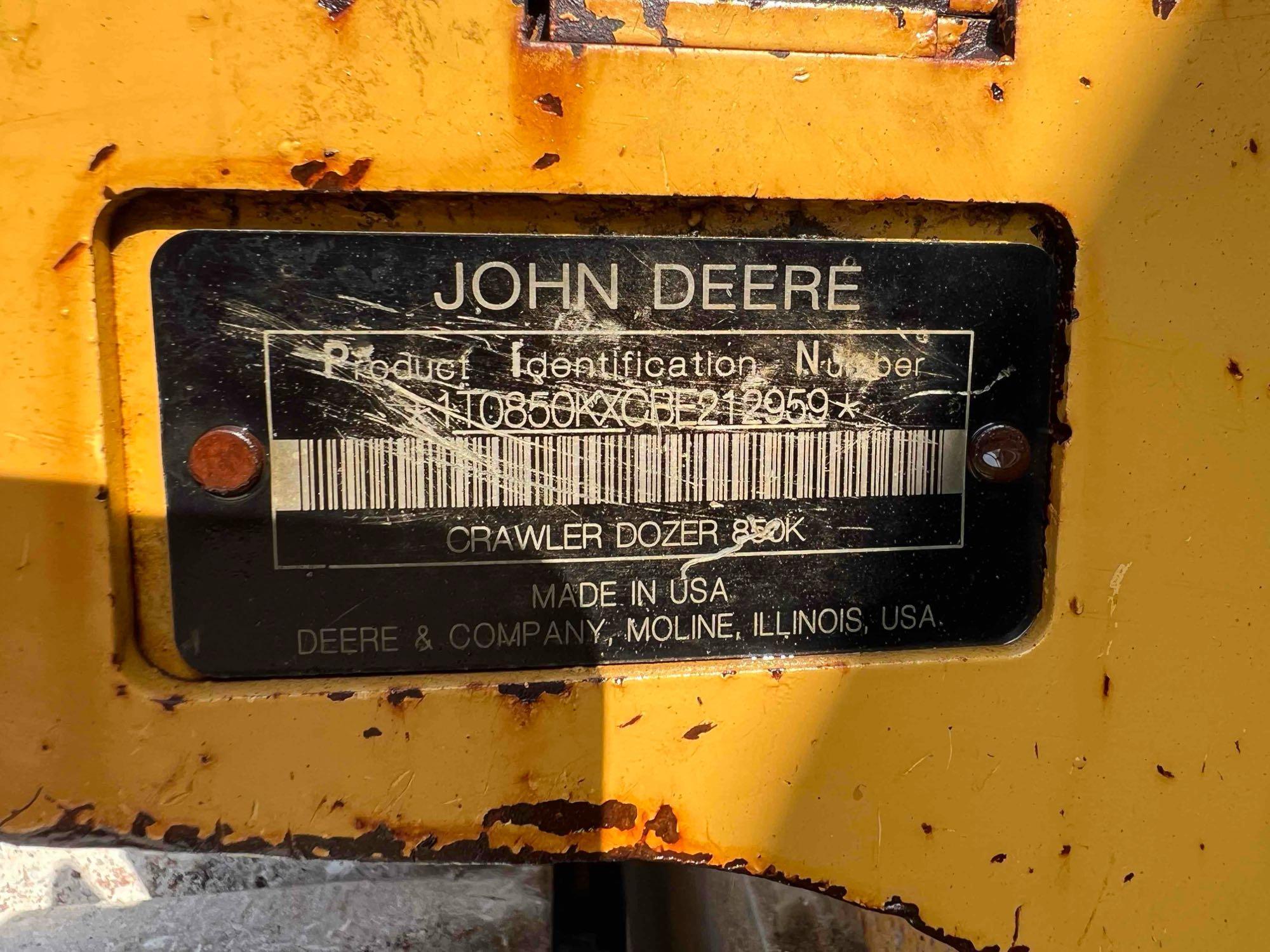 2012 JOHN DEERE 850K WLT CRAWLER TRACTOR SN:1T0850KXCBE212959 powered by John Deere Power Tech PSS