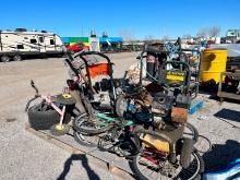 PALLET OF MISC: PRESSURE WASHERS; BICYCLES; TIRES SUPPORT EQUIPMENT