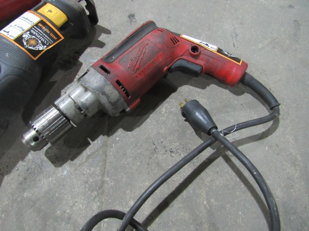 Drill, Reciprocating Saw and Post Driver-