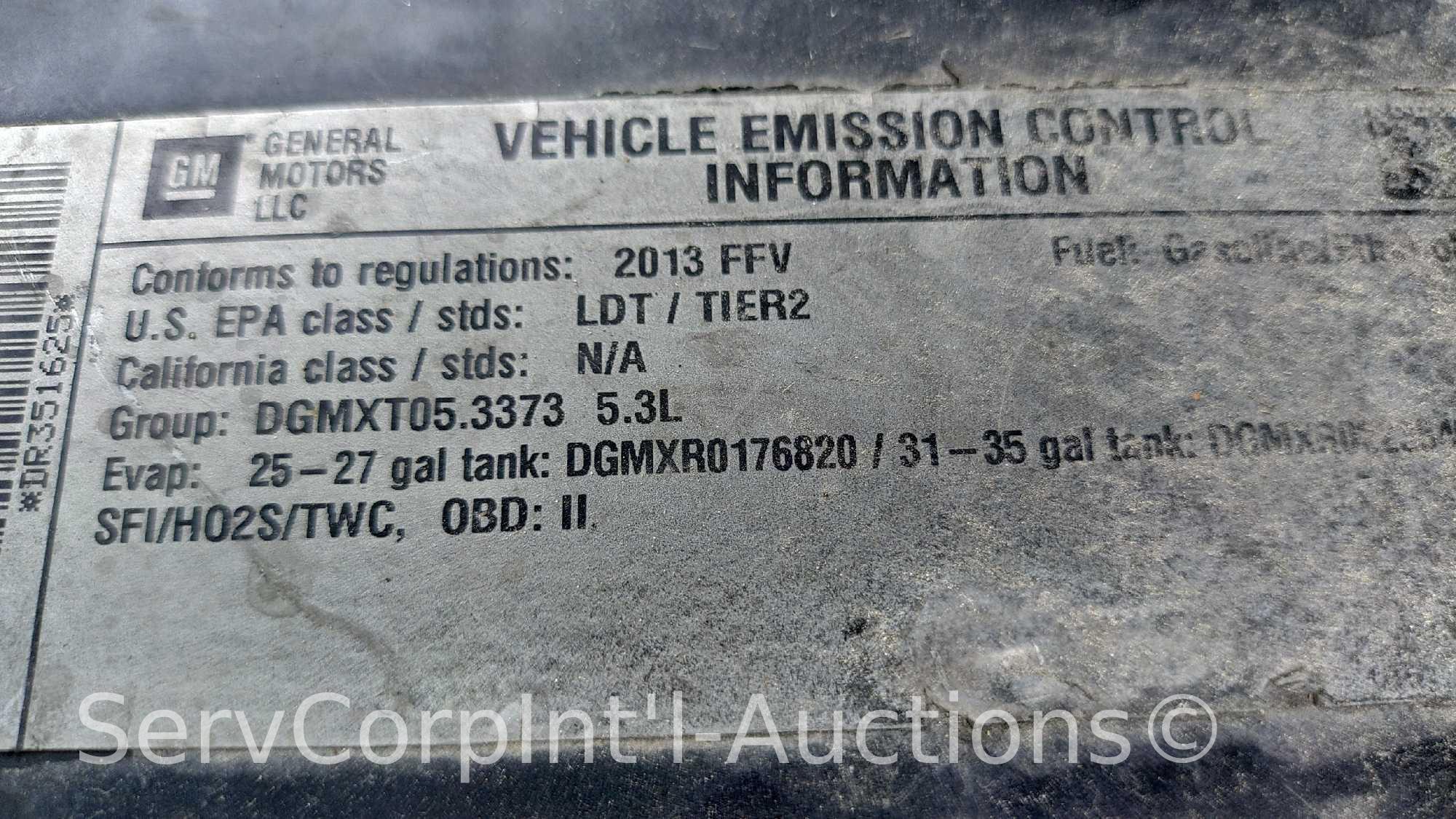 2013 Chevrolet Tahoe Multipurpose Vehicle (MPV), VIN # 1GNLC2E04DR351625