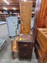 Lot of Metal Single Door Cabinet, Small Stand and 2 Small Benches