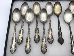 Lot of 12 Various Sterling Silver Teaspoons