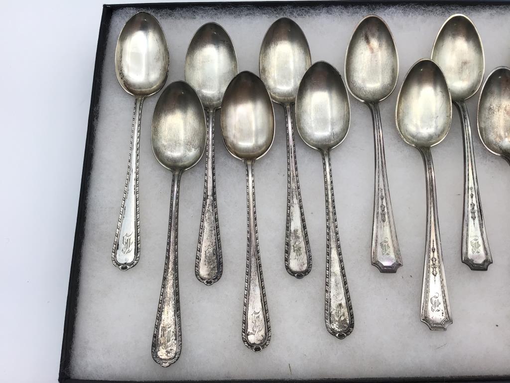 Lot of 12 Sterling Silver Teaspoons Including