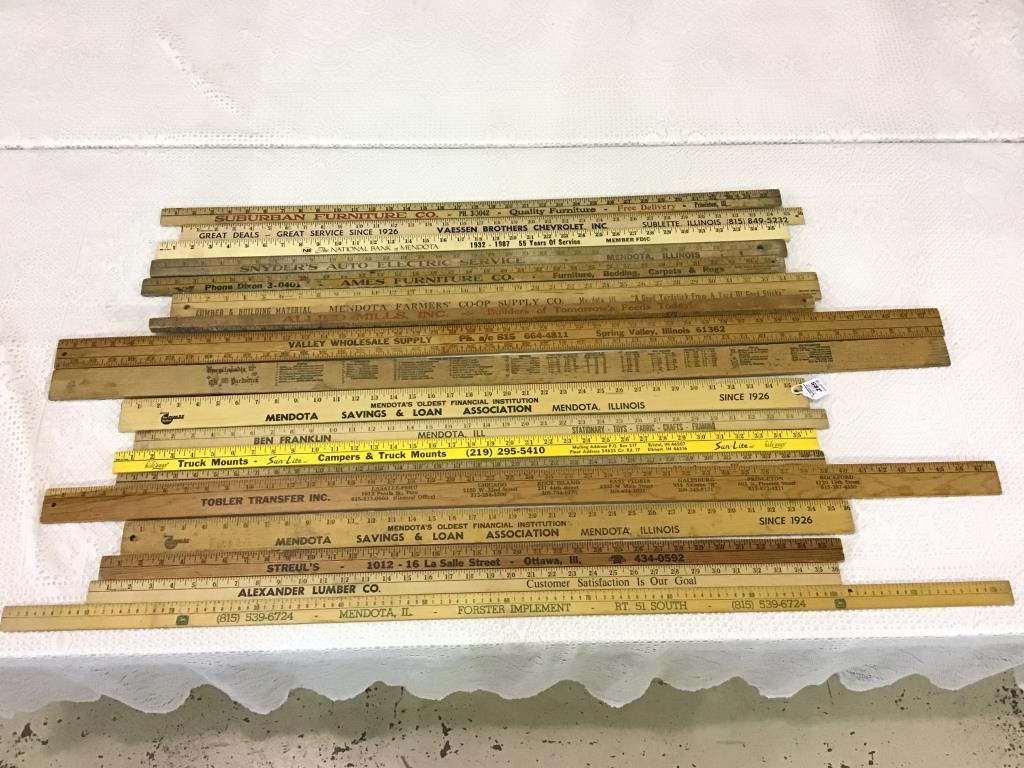 Collection of Approx. 18 Various Adv. Yardsticks