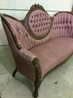 Antique Victorian Wood Trim Sofa