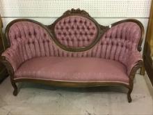 Antique Victorian Wood Trim Sofa