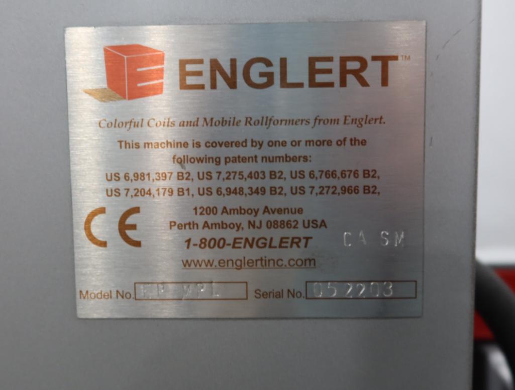 Englert FR MPL Metal Man Portable Multi Panel Roll Forming Roof Panel Machine, S/N 052203, 12' Box,