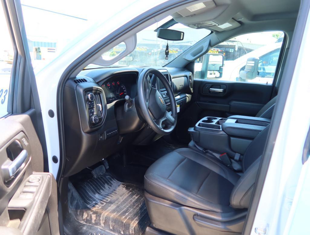 2023 Chevy Silverado 3500 4WD Crew Cab Wide Utility Bed Dual Wheel, Gas, License# AT2 0BH, VIN