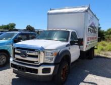 2014 Ford F-550 Box Truck Superduty Duel Wheel, Gas, License# 57BIKJ, VIN 1FDUF5GY0EEB30052, 102,851