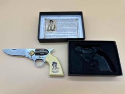 COLLECTOR BILLY THE KID GUN HANDLE 3" BLADE KNIFE