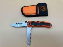 WHITETAILS UNLIMITED DUAL BLADE ORANGE CAMO HUNTING KNIFE