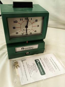 ACROPRINT TIME CLOCK AND BOX OF TIME CARDS. DOES WORK.