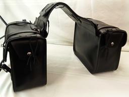 LEATHER MOTORCYCLE SADDLE BAGS 15"X11" EACH SIDE