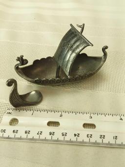 PEWTER VIKING SHIPS 1" AND 4"