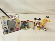 DISNEY CHARACTERS PICTURE FRAMES. MICKEY AND PLUTO 6"X4", SNOW-WHITE 3"X3", "PRINCESS"FRAME 3 1/2"X3