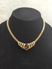 CHR DIOR GOLD TONE NECKLACE WITH PURPLE STONE AND CLEAR STONES NECKLACE