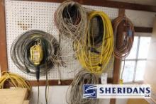 EXTENSION CORDS/WIRE: VARIOUS EXTENSION CORDS AND WIRE. AN