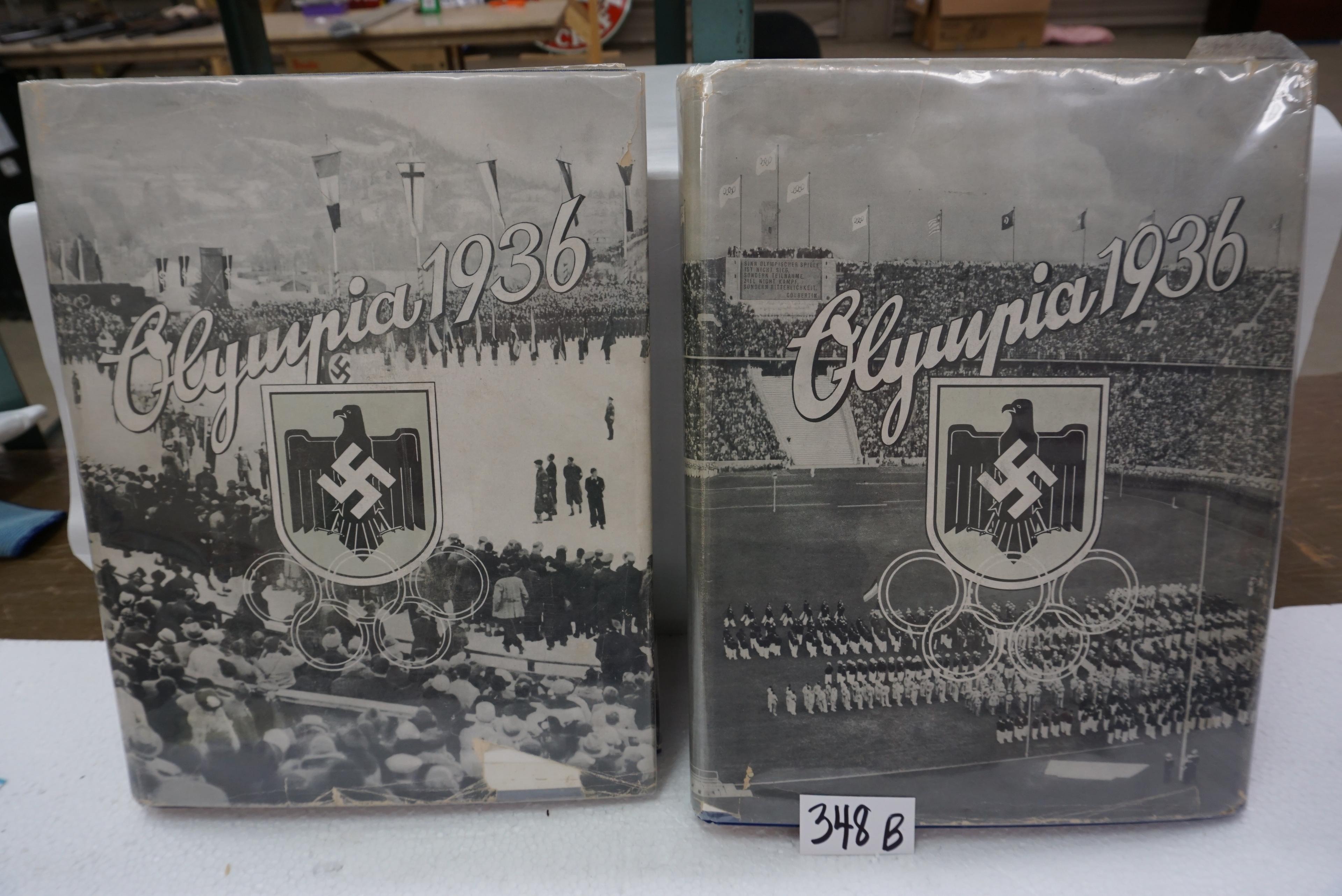 NAZI Olympics 1936, Volume 1 and Volume 2, both one money, with dust jackets. complete. awesome find