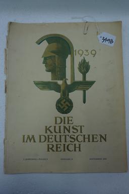 DIE KUNST IM DEUTSCHEN REICH, Sept. 1939 NAZI Germany Art Magazine, Spine is GONE