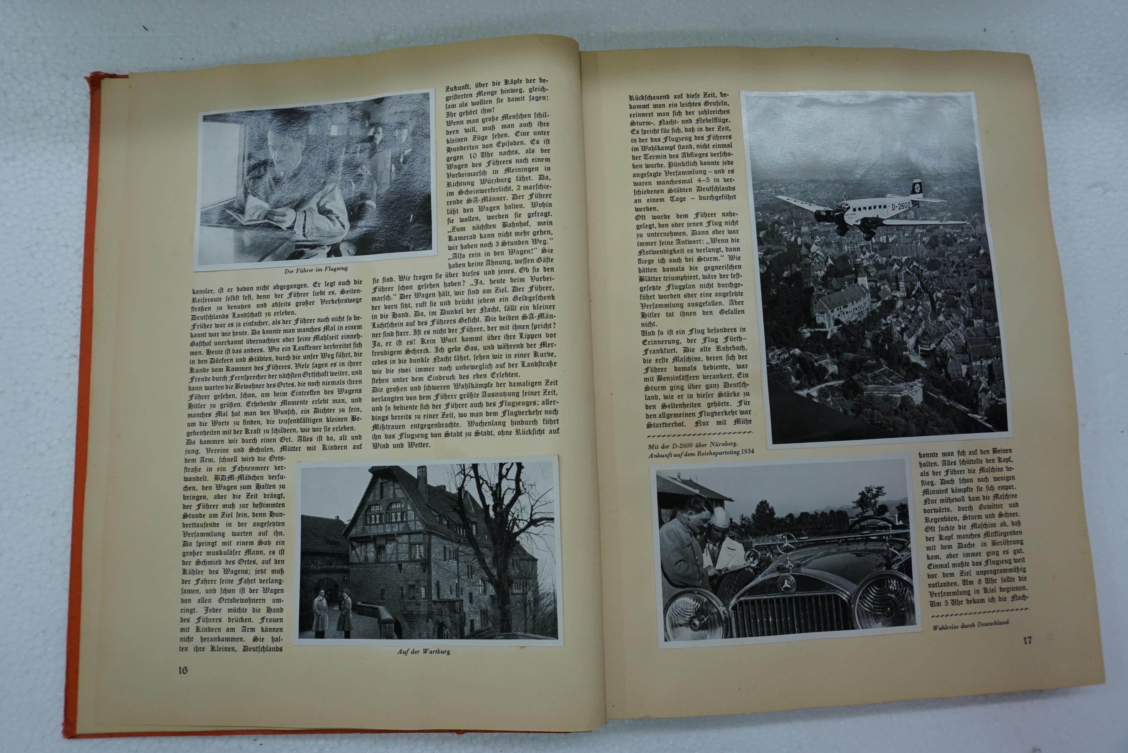 1936 Adolf Hitler Photo Album Book, 12.5"x9.5" many photos. Incredible Find!