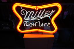 Miller High Life Working Neon Sign, Older Model, Dirty from storage, NO SHIPPING! PICK-UP ONLY!