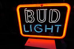 Bud Light Working Neon Sign, Older Model, Dirty from storage, NO SHIPPING! PICK-UP ONLY!