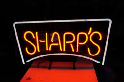 Sharp's Beer Working Neon Sign, Dirty from storage, NO SHIPPING! PICK-UP ONLY!