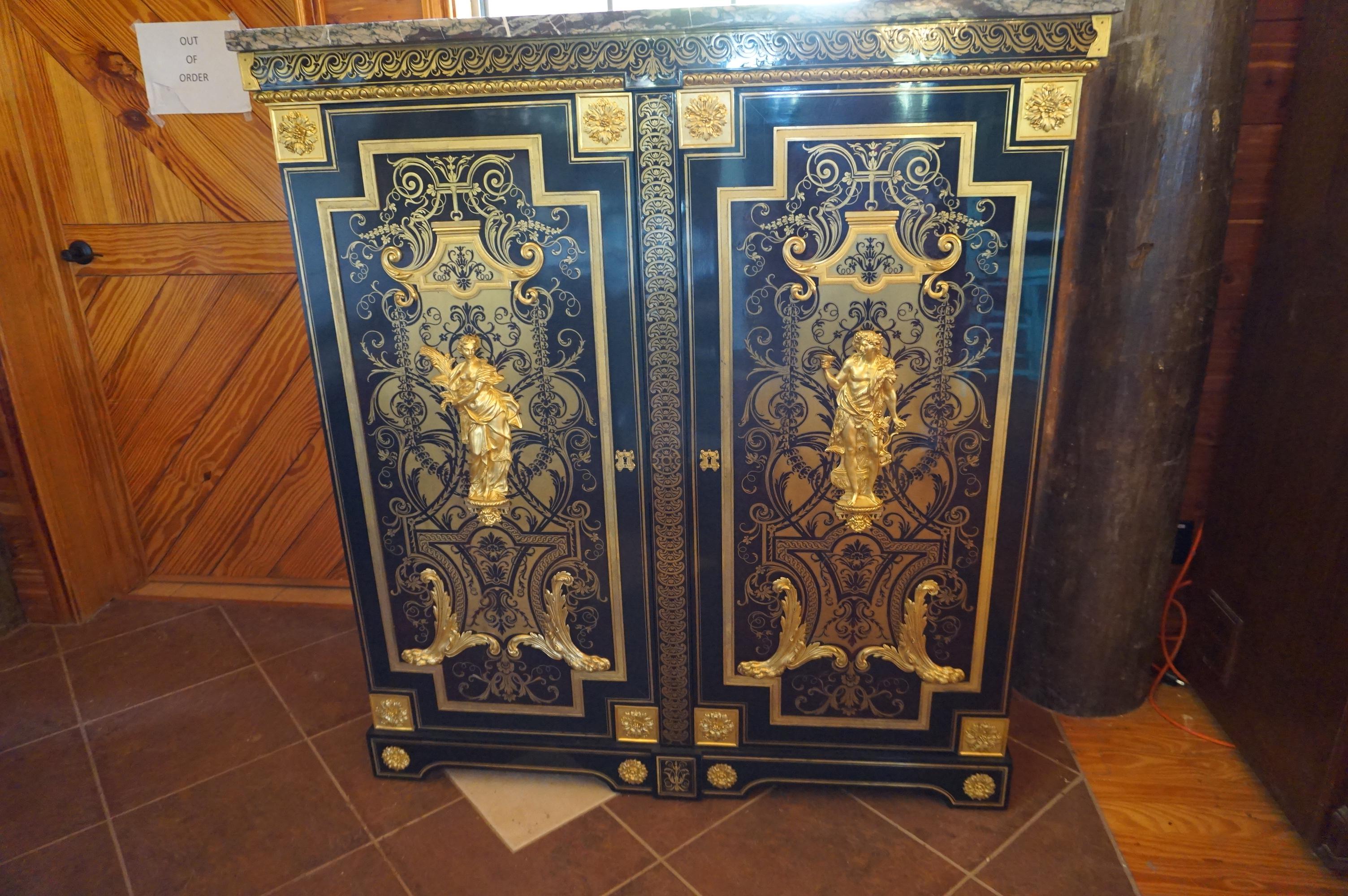Matched PAIR of French Napoleon III ca 1860-1870 Ebonized Wood and Ormolu Mounted Gilt Cabinets!!