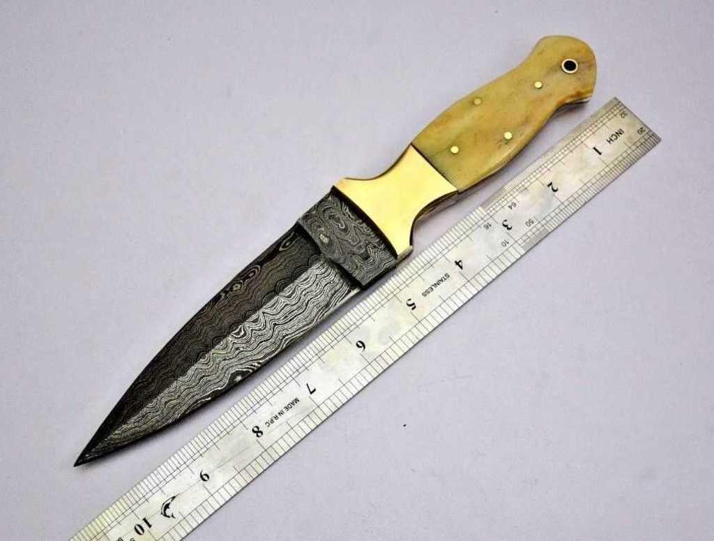 "HRADIL STEEL" Handmade Damascus Blade Dagger with Bone Handle, 10.5" Hradil Steel