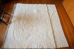 Authentic WWII cotton table cloth with Swastikas along Border, 6'6" x 6'10"