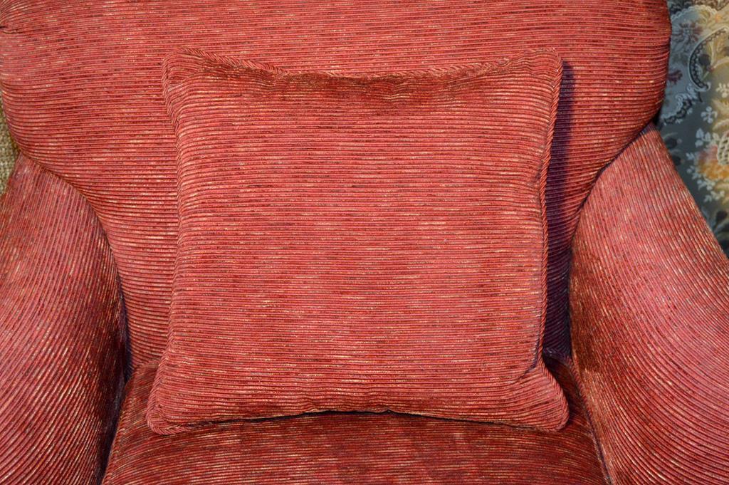 Red Cord Armchair w/ Ottoman Hand Made by Kravet Furniture & Matching Accent Pillow