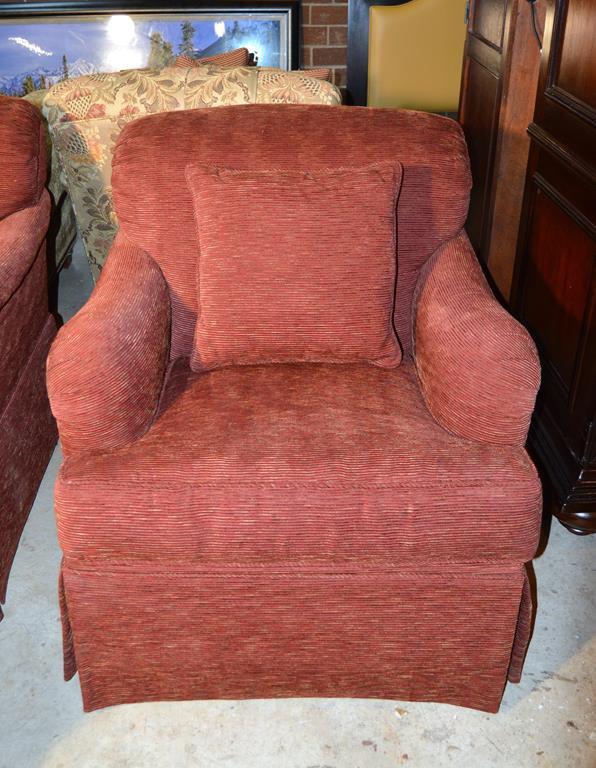 Red Cord Armchair Hand Made by Kravet Furniture & Matching Accent Pillow